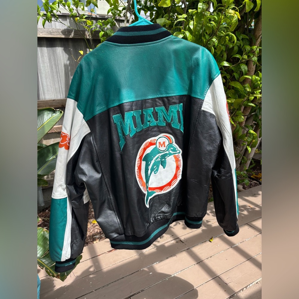 Vintage GIII by Carl Banks Miami Dolphins Leather Jacket